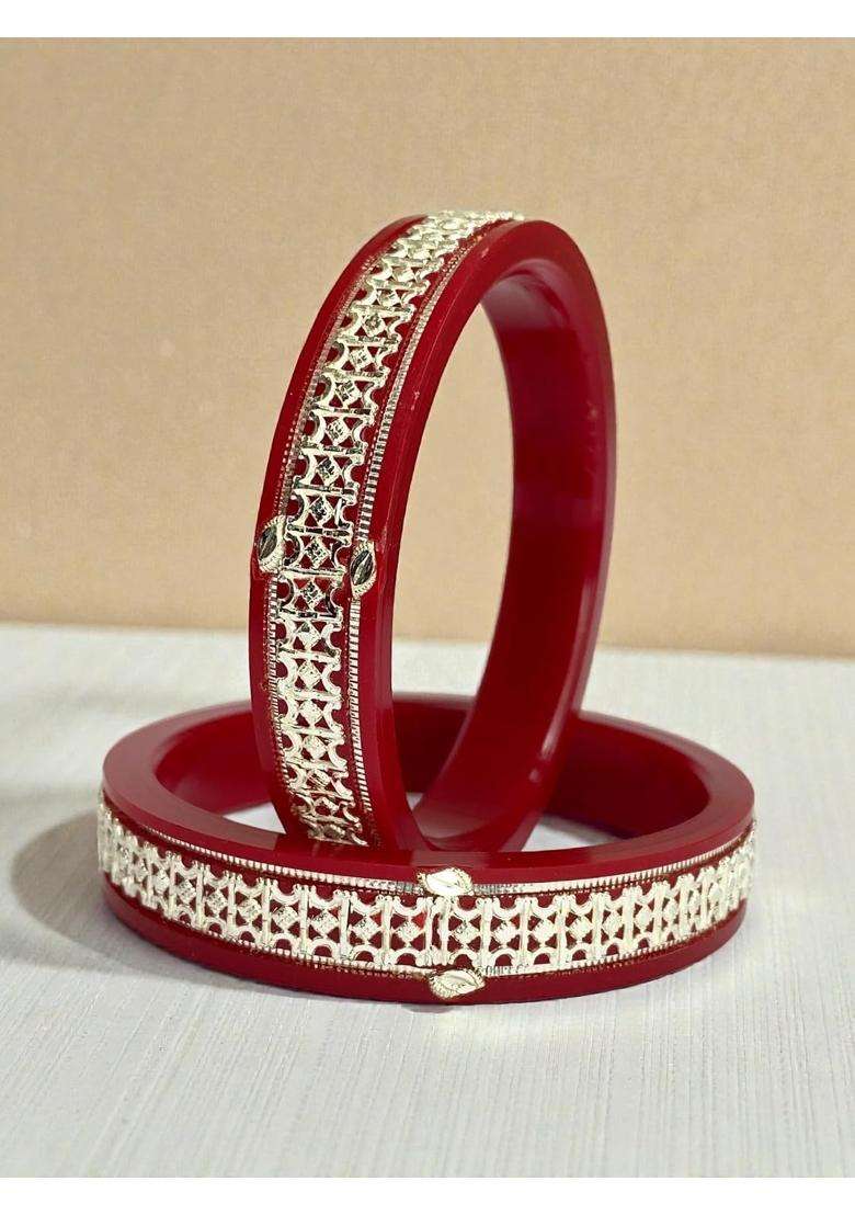 Hem Jewels by Ashok Jewellers 925 Pure Sterling Silver Pola Bangles for Women Set of 2 - Indya