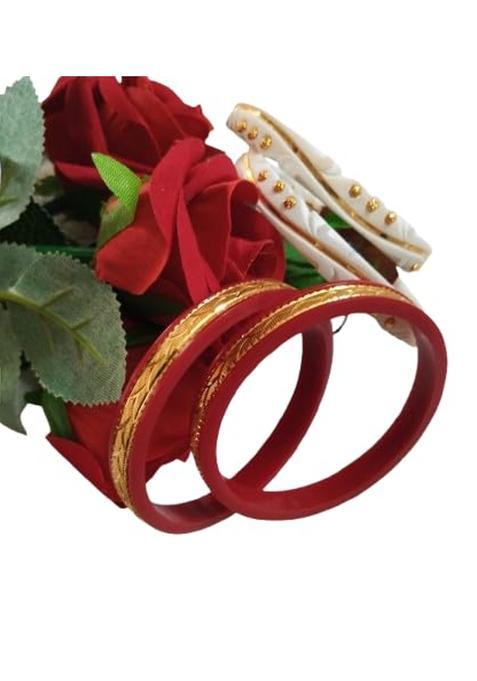 Purabi Gold Plated Sankha Pola Bengali Bridal Bangles Set for Women Traditional Shakha Pola Chura with White