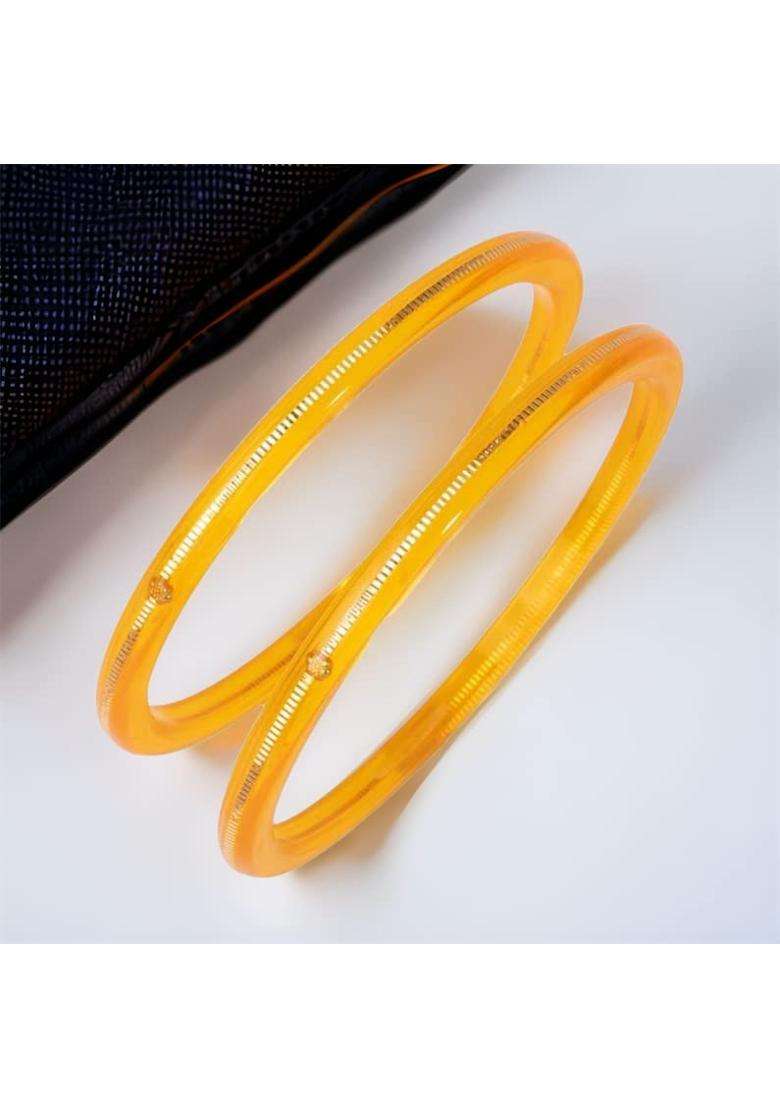 Hem Jewels by Ashok Jewellers 22KT 916 Yellow Gold Handmade Pola Bangles Wedding Chooda Churas Set of 2 - Indya