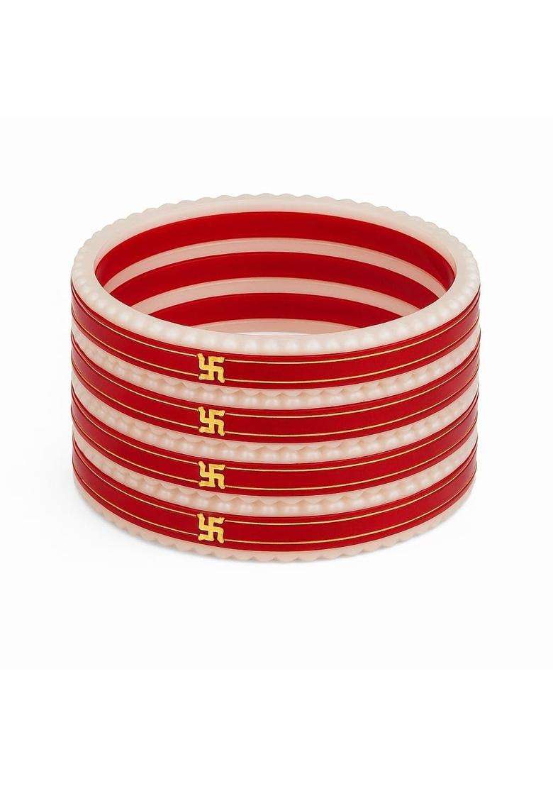 IRA and PEU Green 22K Hallmark Stamped Pola Bangles Premium Laminated Bridal Bangles for Women - Indya