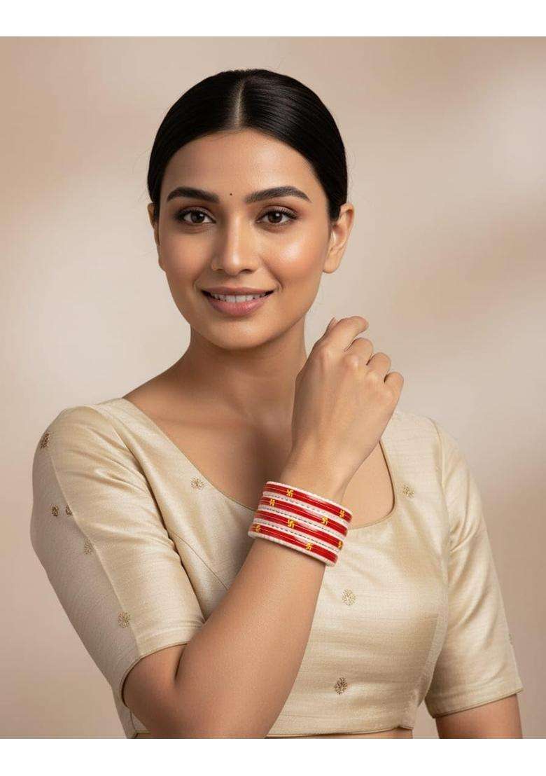 IRA and PEU Green 22K Hallmark Stamped Pola Bangles Premium Laminated Bridal Bangles for Women - Indya