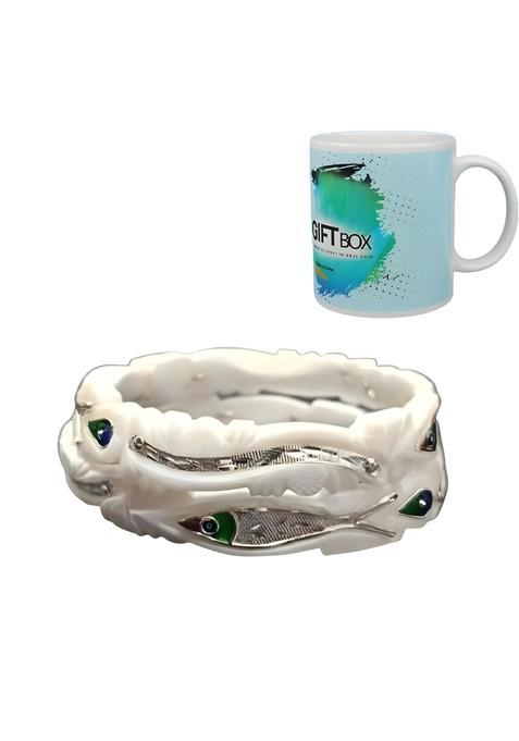 The Velvet Box Silver White Bangles Graceful Bengali for Women This Beautiful Cup As a Gift