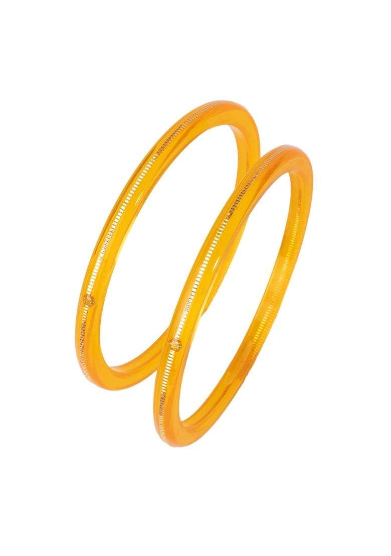 Hem Jewels by Ashok Jewellers 22KT 916 Yellow Gold Handmade Pola Bangles Wedding Chooda Churas Set of 2 - Indya