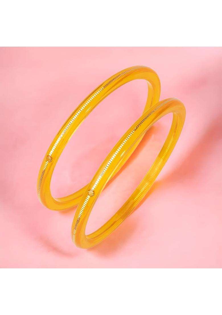 Hem Jewels by Ashok Jewellers 22KT 916 Yellow Gold Handmade Pola Bangles Wedding Chooda Churas Set of 2 - Indya