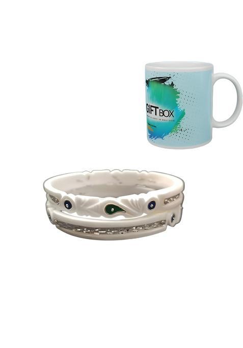 The Velvet Box Elegant Silver White Bangles Traditional Bengali Style for Women This Beautiful Cup As a Gift