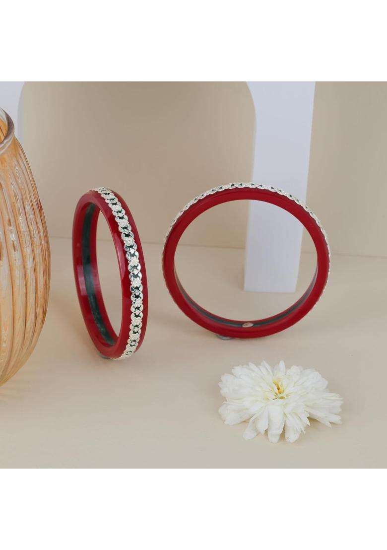 BAPA Sitaram Gold Bapasitaram Jewels 925 Silver Pola Bangles Set of 2 - Indya
