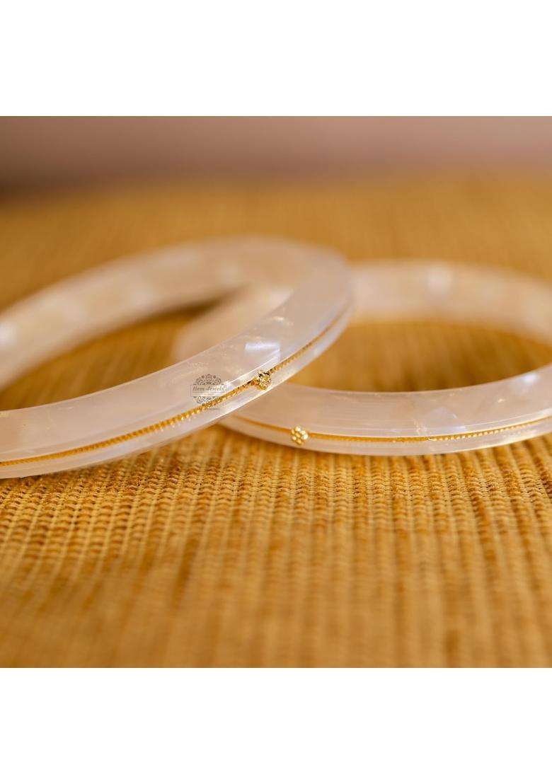 Hem Jewels by Ashok Jewellers 22KT 916 Yellow Gold Pola Bangles Gold Handmade Chudi Wedding Chooda Set of 2 - Indya
