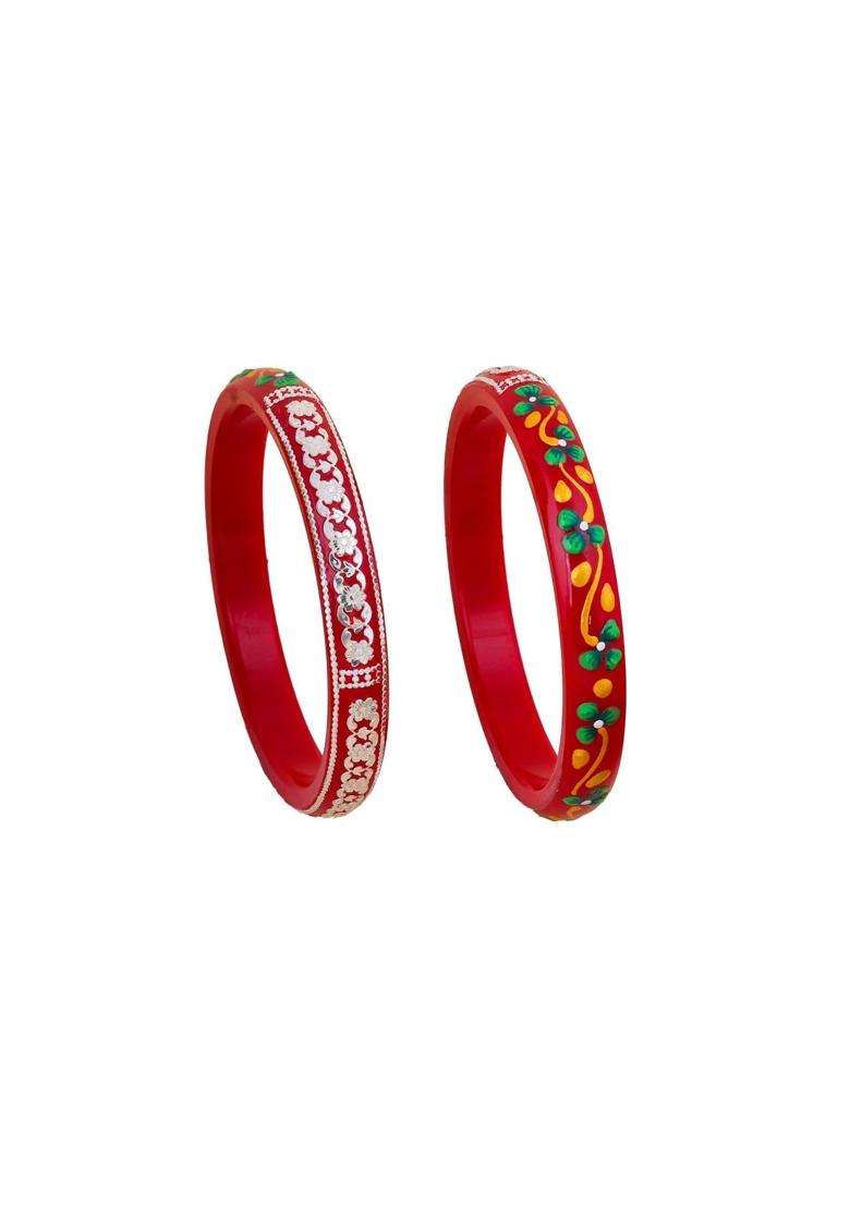 BAPA Sitaram Gold Bapasitaram Jewels 925 Sterling Silver Red Pola Kada for Women - Indya