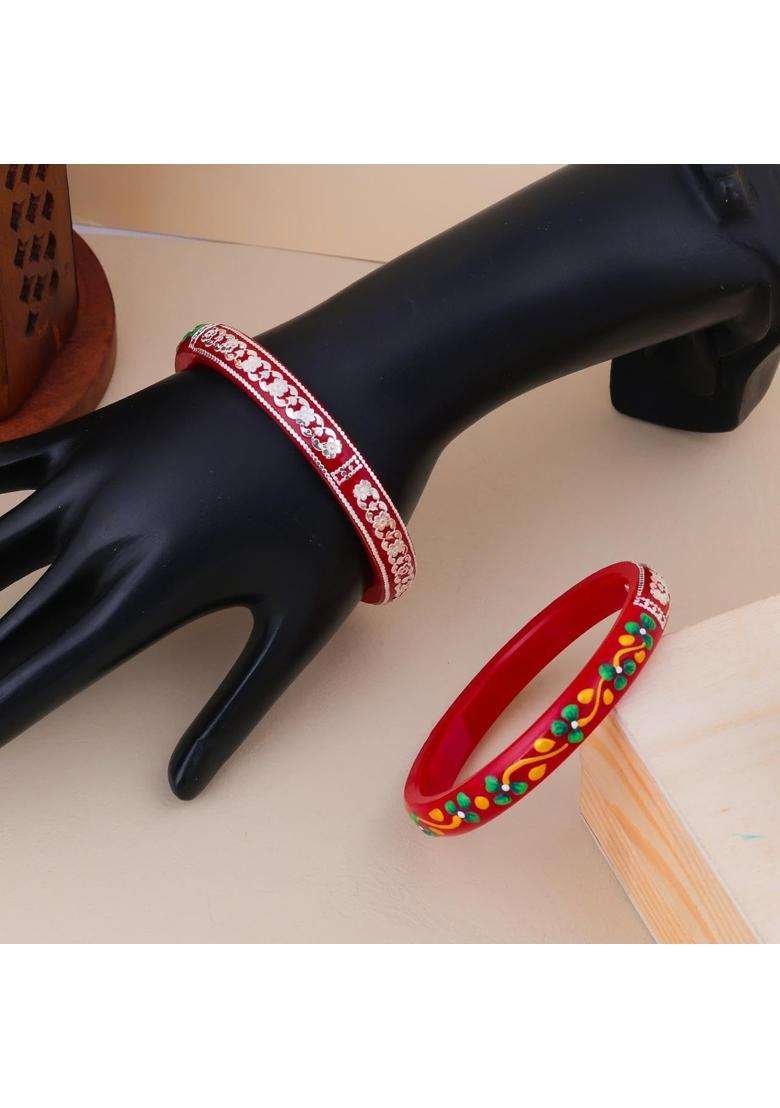 BAPA Sitaram Gold Bapasitaram Jewels 925 Sterling Silver Red Pola Kada for Women - Indya