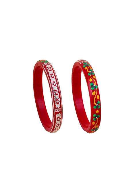 BAPA Sitaram Gold Bapasitaram Jewels 925 Sterling Silver Red Pola Kada for Women