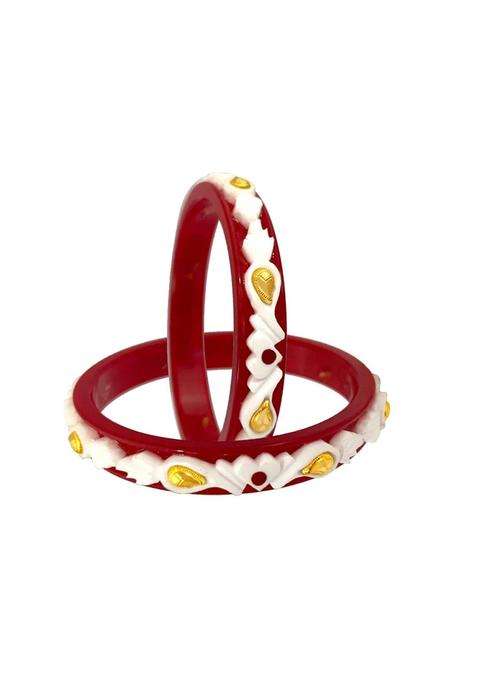 P C Chandra Jewellers 22KT 916 Yellow Gold Synthetic Sankha Pola Bangles for Women 2 Piece Set Size 9