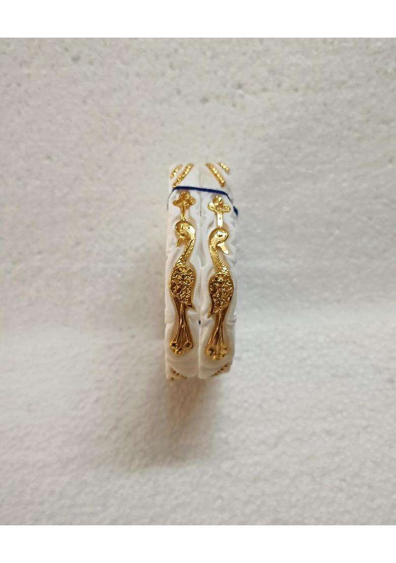Purabi Jewels Original Shakha Badhano with Gold Plating Beautiful Fish and Peacock Design for Women Set of 2 - Indya