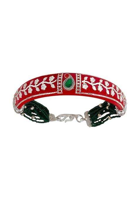 Bapasitaram Jewels 925 Sterling Silver Red Pola Kada for Women