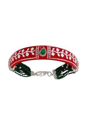 BAPA Sitaram Gold Bapasitaram Jewels 925 Sterling Silver Red Pola Kada for Women