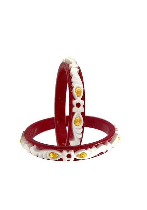 P C Chandra Jewellers 22KT 916 Yellow Gold Synthetic Sankha Pola Bangles for Women 2 Piece Set Size 9