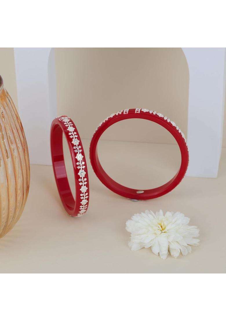 BAPA Sitaram Gold Bapasitaram Jewels 925 Silver Pola Bangles Set of 2 - Indya