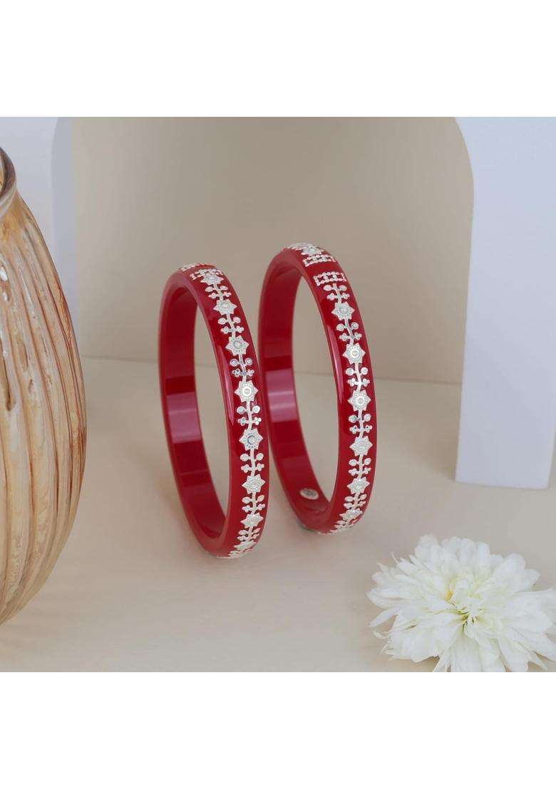 BAPA Sitaram Gold Bapasitaram Jewels 925 Silver Pola Bangles Set of 2 - Indya