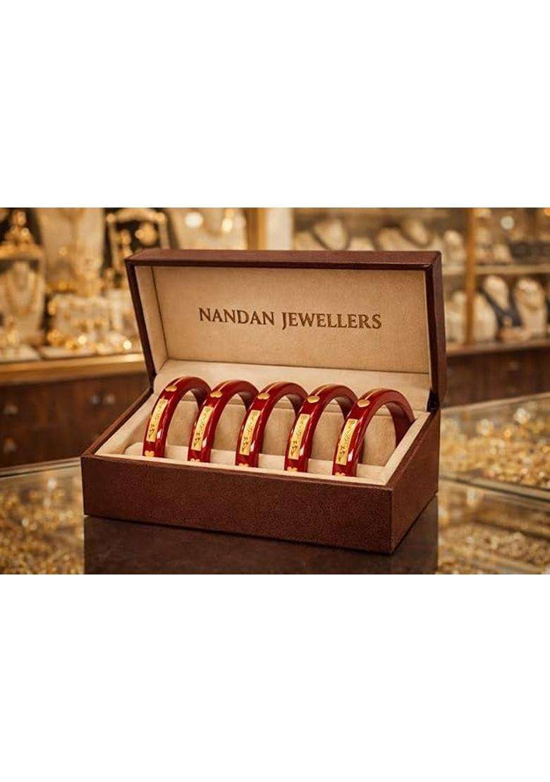 IP Jewellers Red IRA and PEU IP Jewellers 22K Hallmark Stamped Pola Bangles - Indya