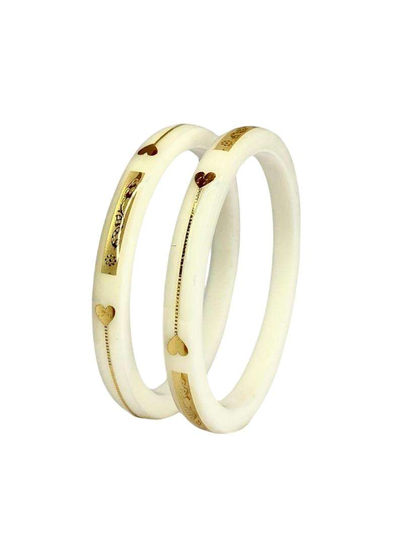 Hem Jewels by Ashok Jewellers 22KT 916 Yellow Gold Pola Bangles for Women Set of 2 - Indya