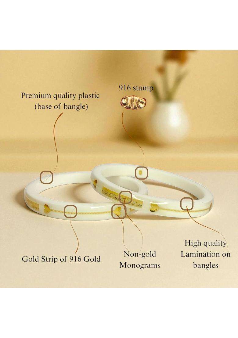 Hem Jewels by Ashok Jewellers 22KT 916 Yellow Gold Pola Bangles for Women Set of 2 - Indya