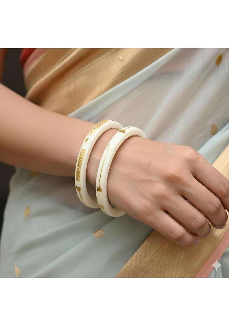 Hem Jewels by Ashok Jewellers 22KT 916 Yellow Gold Pola Bangles for Women Set of 2 - Indya