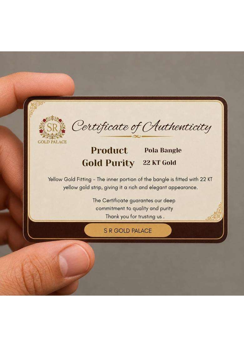 S R Gold Palace 22KT 916 Yellow Gold Handmade Pola Bangles Chooda - Indya