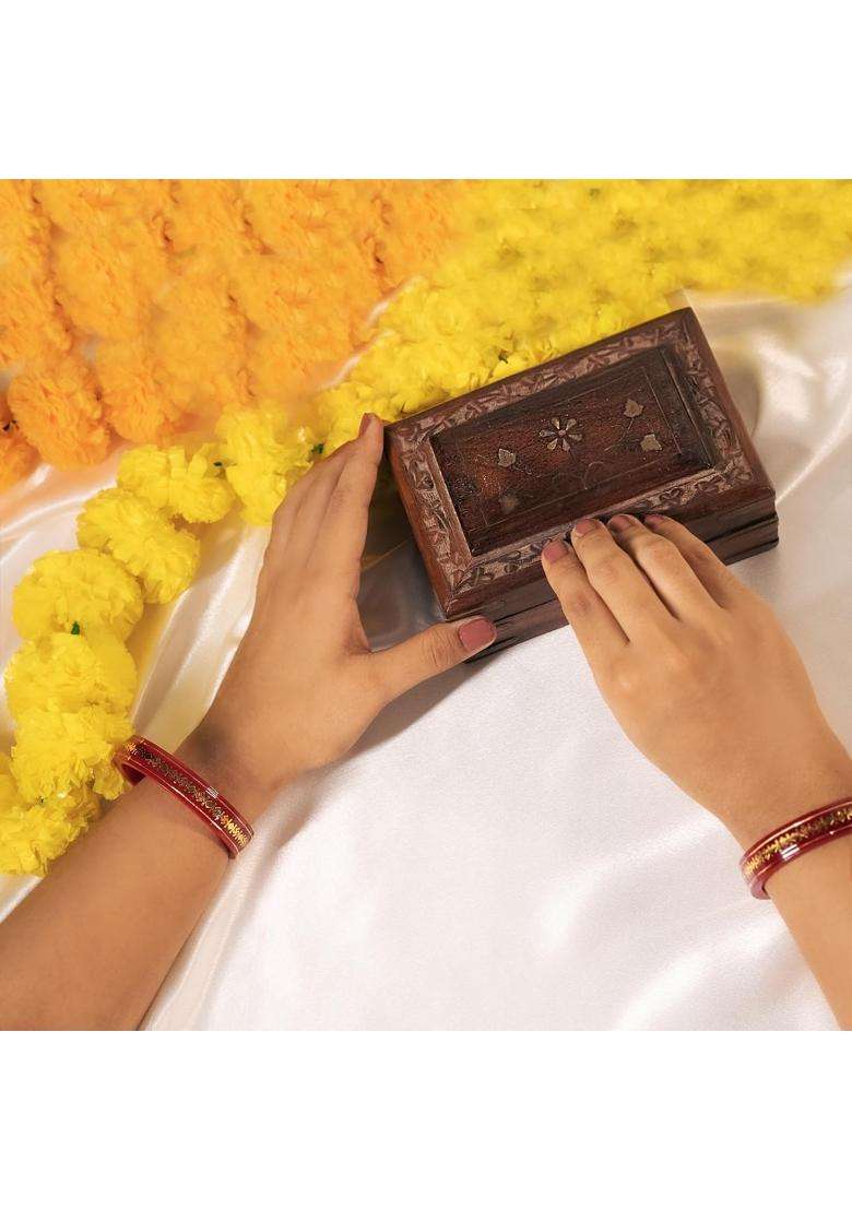 Hem Jewels by Ashok Jewellers 22KT 916 Yellow Gold Pola Bangles Gold Wedding Chooda for Women Set of 2 - Indya