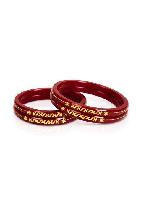 IRA and PEU Maroon 22K Hallmark Stamped Pola Bangles Premium Laminated Bridal Bangles for Women