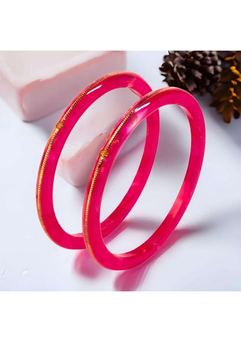 Hem Jewels by Ashok Jewellers 22KT 916 Yellow Gold Handmade Pola Bangles Wedding Chooda Churas Set of 2 - Indya