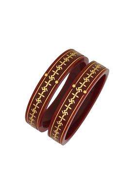 22 Kt 916 Gold Pola Bangles Bengali Bangles Colour Maroon with Purity Certificate