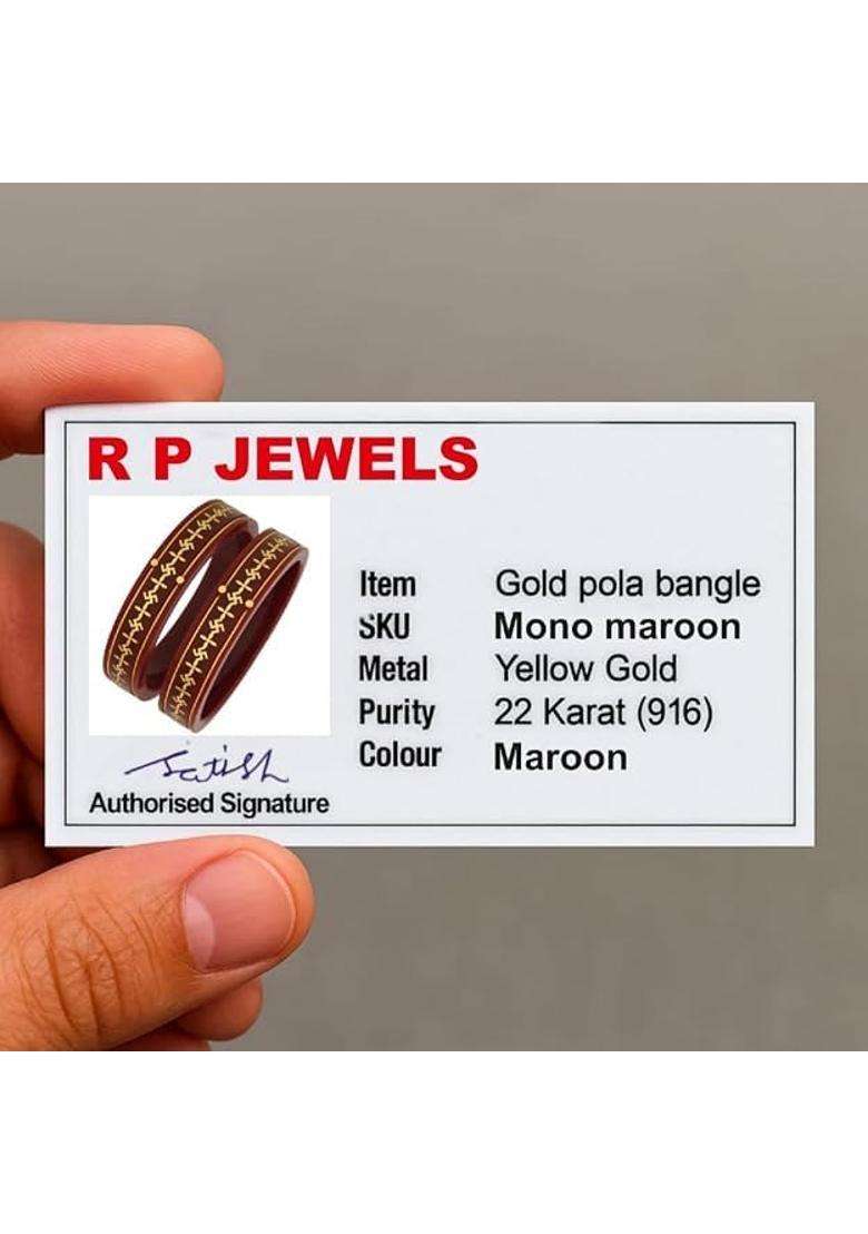 22 Kt 916 Gold Pola Bangles Bengali Bangles Colour Maroon with Purity Certificate - Indya