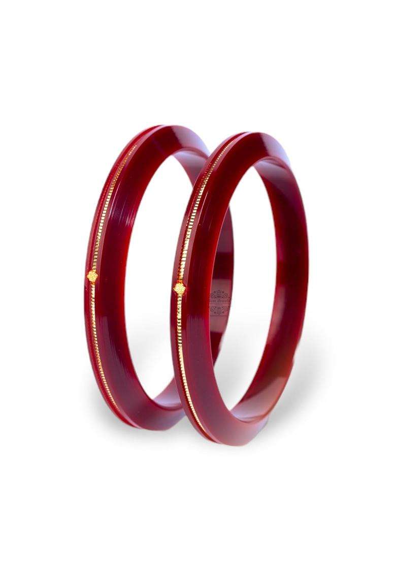 Hem Jewels by Ashok Jewellers 22KT 916 Yellow Gold Pola Bangles Gold Handmade Chudi Wedding Chooda Set of 2 - Indya