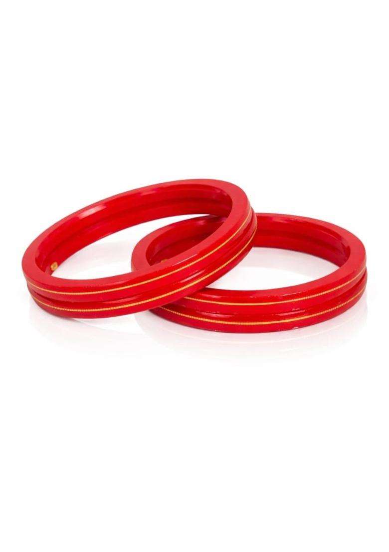 IRA and PEU Red 22K Hallmark Stamped Pola Bangles Premium Laminated Bridal Bangles for Women Pack of 4 - Indya
