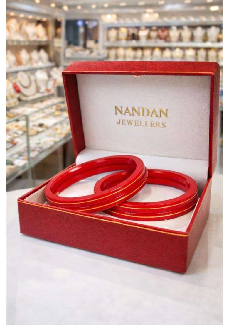 IRA and PEU Red 22K Hallmark Stamped Pola Bangles Premium Laminated Bridal Bangles for Women Pack of 4 - Indya