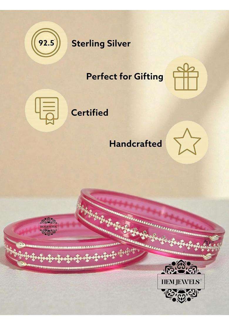 Hem Jewels 925 Pure Silver Pola Bangles for Women with Purity Certificate - Indya