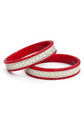 Lakshmi Jewellery 925 Sterling Silver Red Pola Bangles for Women