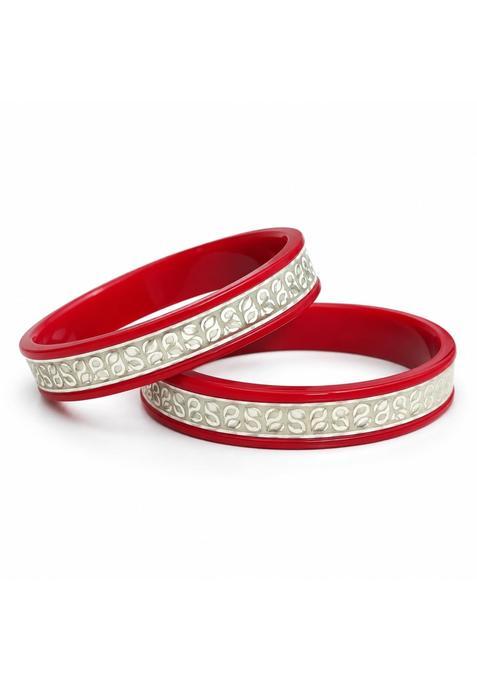 Lakshmi Jewellery 925 Sterling Silver Red Pola Bangles for Women