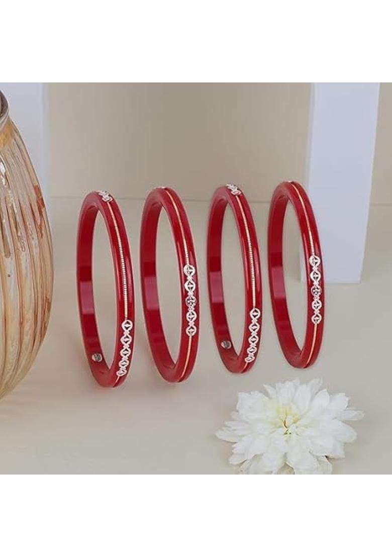 BAPA Sitaram Gold Bapasitaram Jewels 1 Gram with 925 Silver Pola Bangles and 22 Carate with 0 Point Set of 4 - Indya