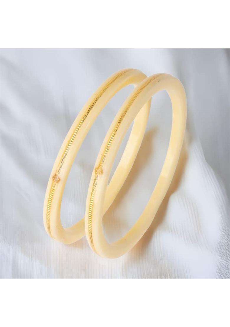 Hem Jewels by Ashok Jewellers 22KT 916 Yellow Gold Handmade Pola Bangles Wedding Chooda Churas Set of 2 - Indya