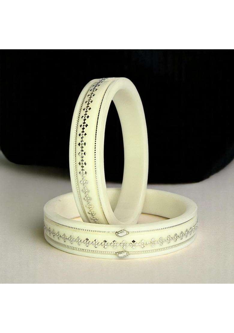 Hem Jewels 925 Pure Silver Pola Bangles for Women with Purity Certificate - Indya