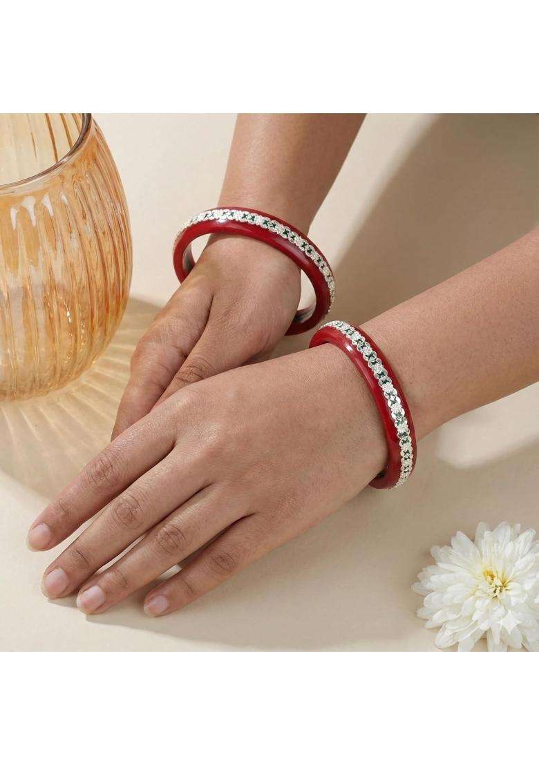 BAPA Sitaram Gold Bapasitaram Jewels 925 Silver Pola Bangles Set of 2 - Indya