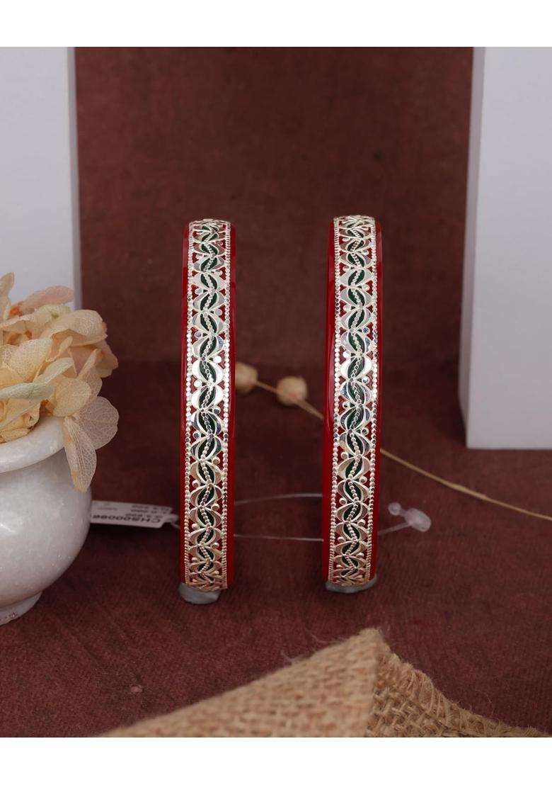 BAPA Sitaram Gold Bapasitaram Jewels 925 Silver Pola Bangles Set of 2 - Indya
