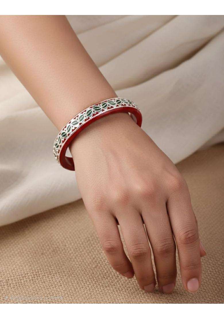BAPA Sitaram Gold Bapasitaram Jewels 925 Silver Pola Bangles Set of 2 - Indya