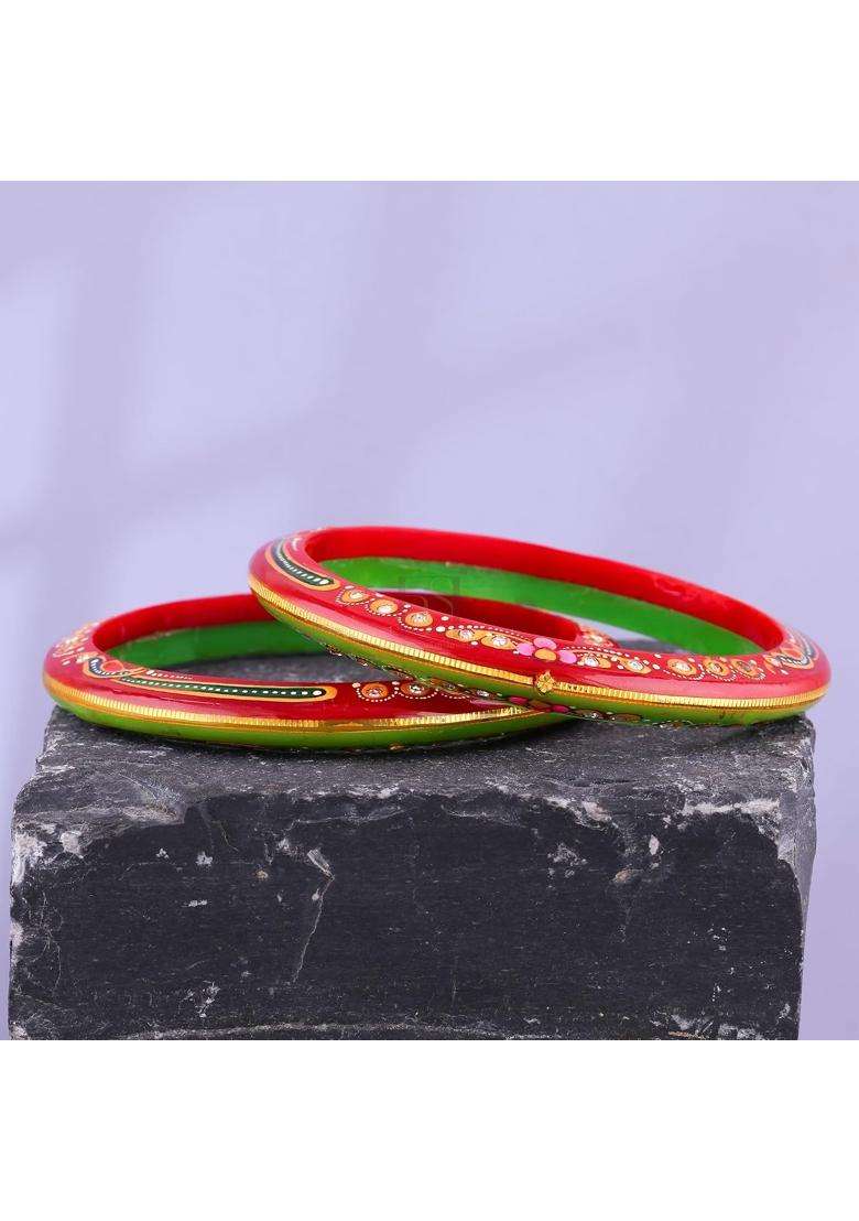 Bapasitaram Jewels Gold Pola Bangles for Women Premium Traditional Bangle Pair for Marriage Puja Festival Wear - Indya