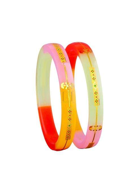 Bapasitaram Jewels Gold Pola Bangles for Women Designer Traditional Bangles Pair for Ethnic Wear Wedding