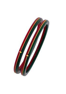 S R Gold Palace 22KT 916 Yellow Gold Handmade Red and Green Pola Bangles Chooda