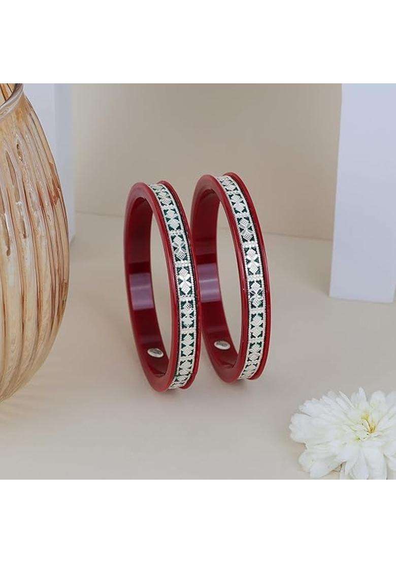 BAPA Sitaram Gold Bapasitaram Jewels 925 Silver Pola Bangles Set of 2 - Indya