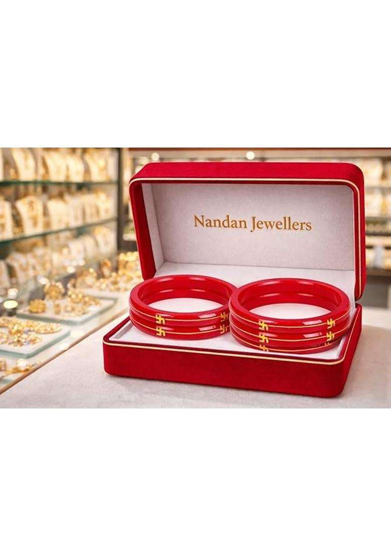 IP Jewellers Red IRA and PEU IP Jewellers 22K Hallmark Stamped Pola Bangles - Indya