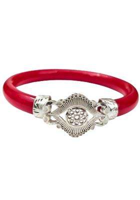 Silver Work Dark Red Pola Bangle Bracelet Elegant Traditional Design for Women Thevelvetbox