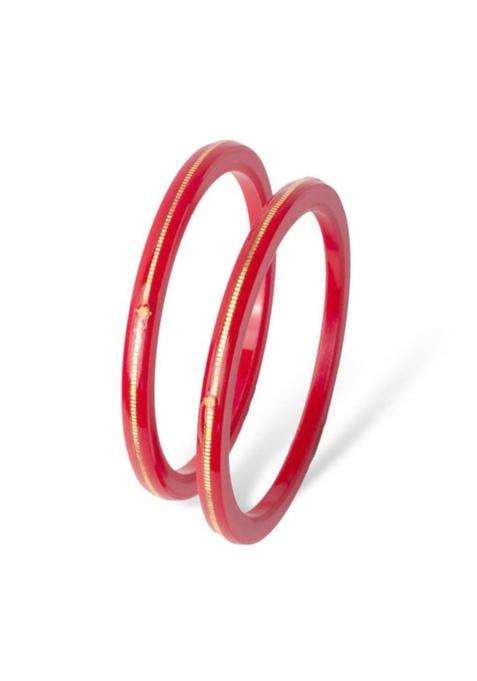 Premokshi 22KT 916 Yellow Gold Handmade Pola Bangles Wedding Chooda Churas for Women with Purity Set of 2